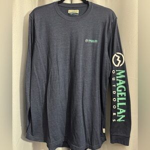 Magellan Outdoors Men's Navy/Charcoal Long Sleeve Tee - Large